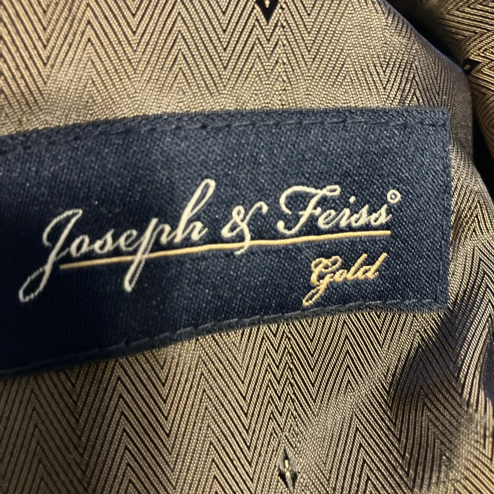 Joseph & Feiss 43R Navy Sport Coat Blazer Jacket Gold‎ Button Wool